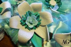 Bomboniera per 30 anni di matrimonio con fiore colore tiffany grande